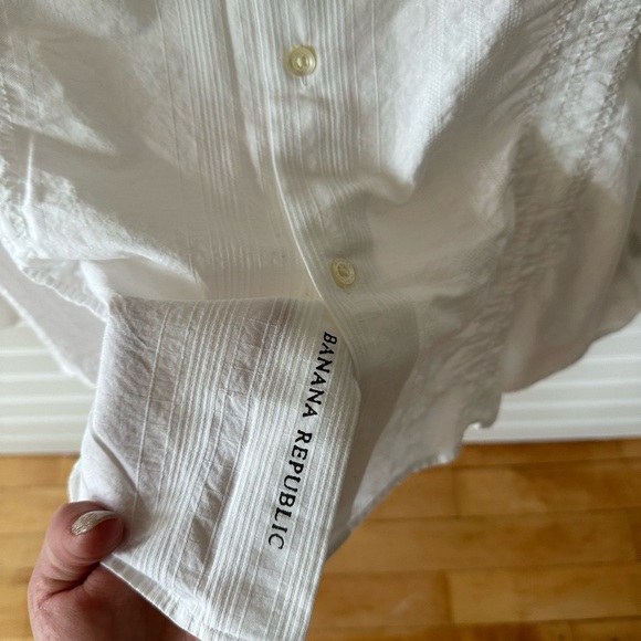 Banana Republic New With Tags White Mens Textured Button Up Size Large - Picture 3 of 5